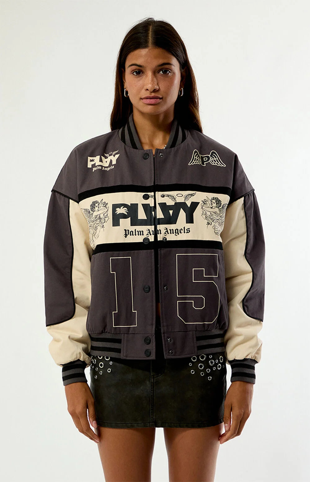 Women’s Varsity Jacket – Casual Streetwear Bomber Jacket – Cotton Blend