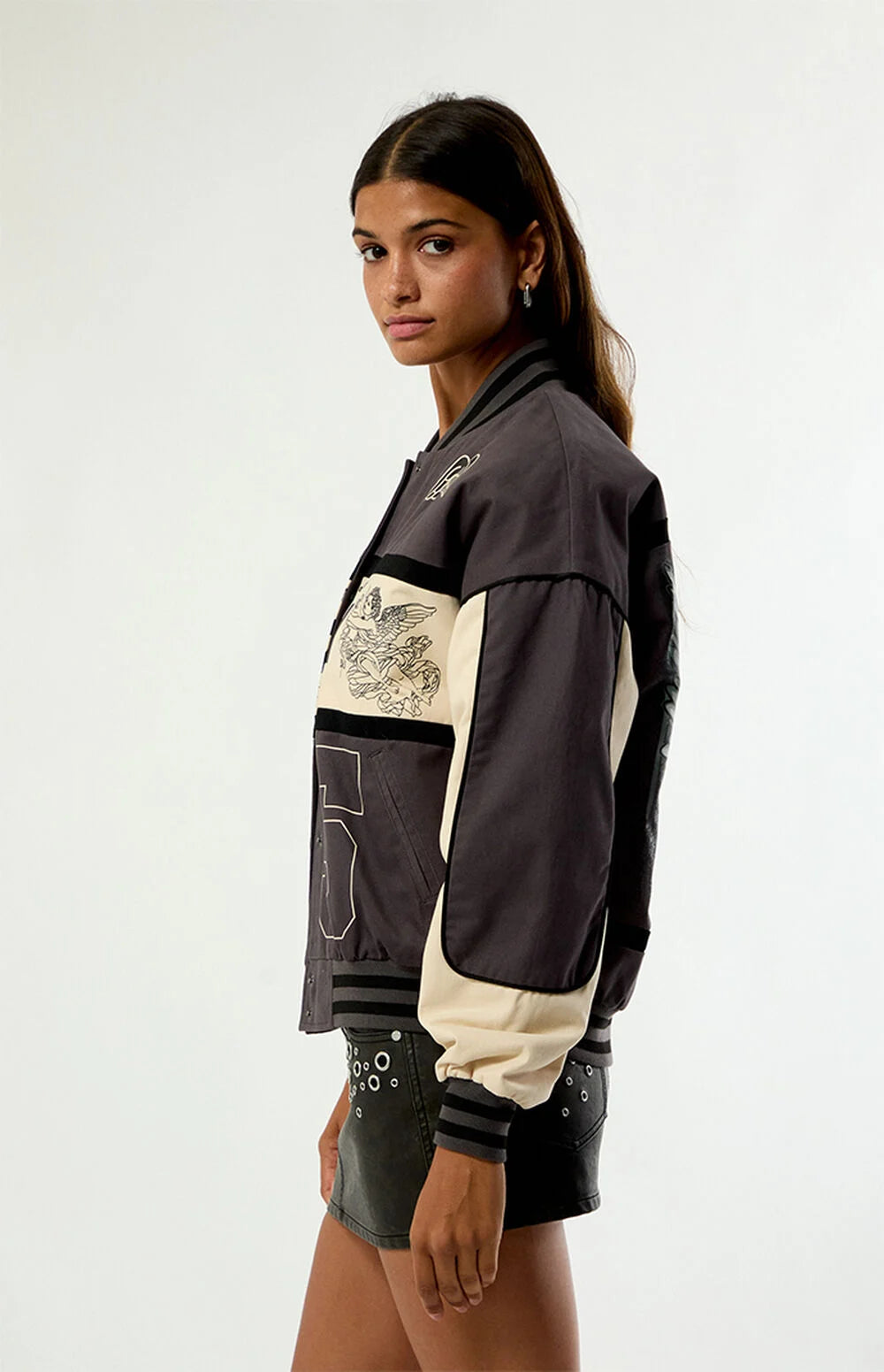 Women’s Varsity Jacket – Casual Streetwear Bomber Jacket – Cotton Blend