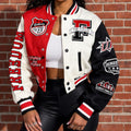 Womens Cropped Varsity Jacket Colorblock Baseball Streetwear