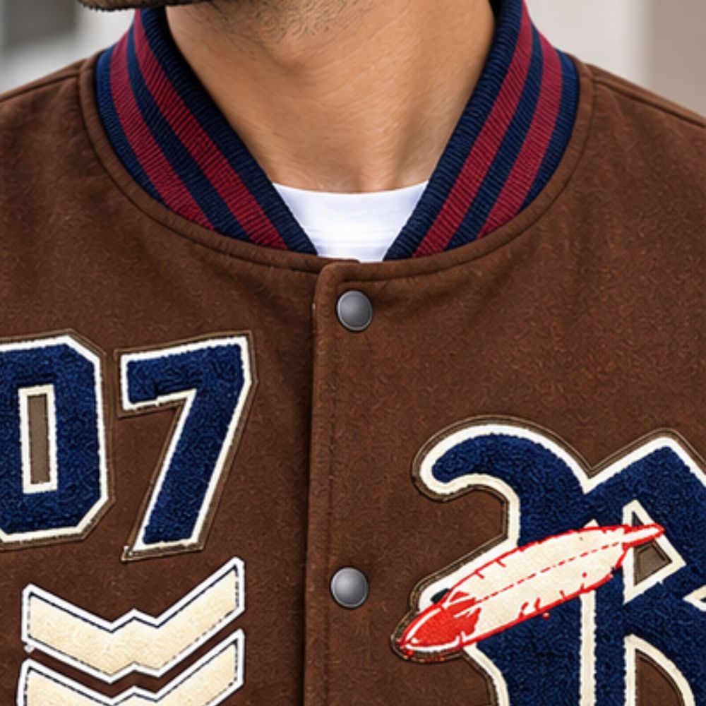 Men's Letter Graphic Color Block Y2k Varsity Jacket
