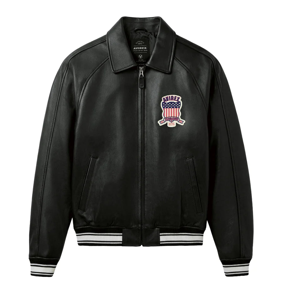 London Icon Leather Jacket – Black Aviator Style