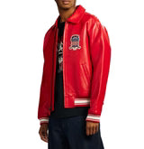 Avirex Salvage Red Leather Jacket – Classic USA Heritage Bomber Jacket
