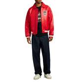 Avirex Salvage Red Leather Jacket – Classic USA Heritage Bomber Jacket