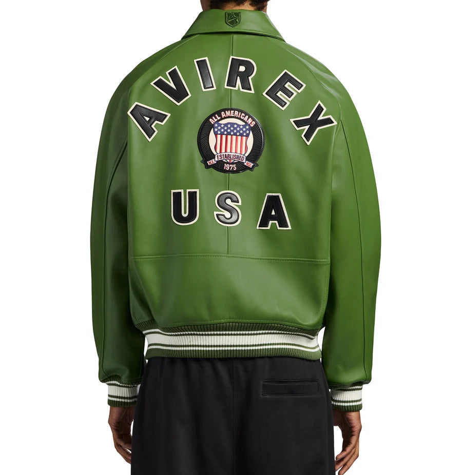 Avirex Moss Leather Jacket – Classic USA Heritage Bomber Jacket