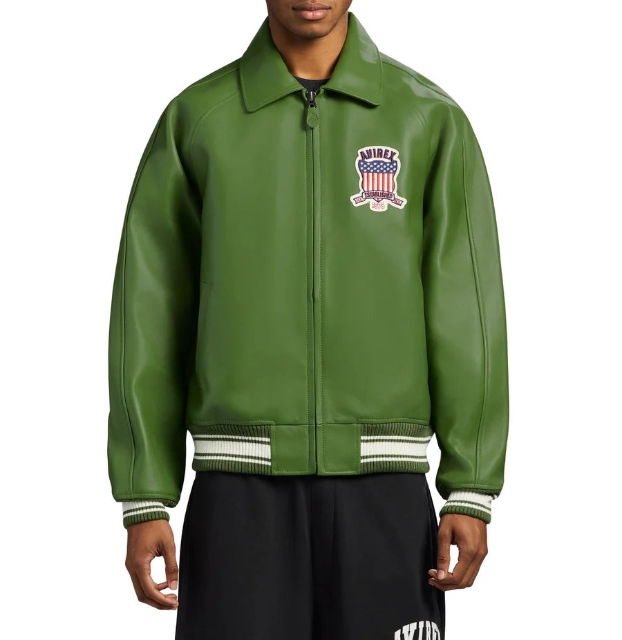 Avirex Moss Leather Jacket – Classic USA Heritage Bomber Jacket