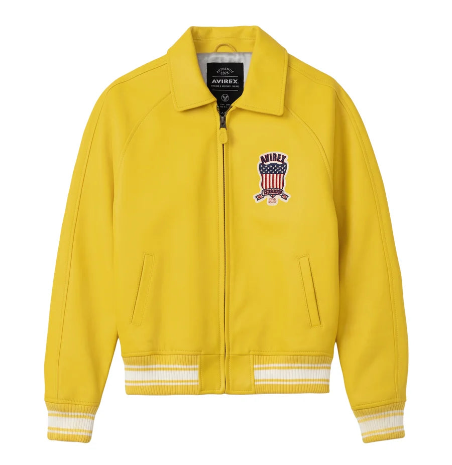 Avirex Gold Leather Jacket – Classic USA Heritage Bomber Jacket