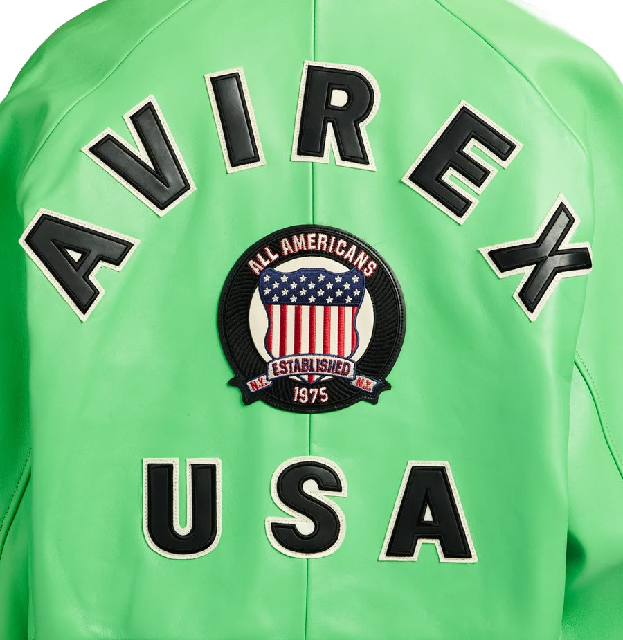 Men’s Lime Green Leather Bomber Jacket – Classic Aviator Style Jacket