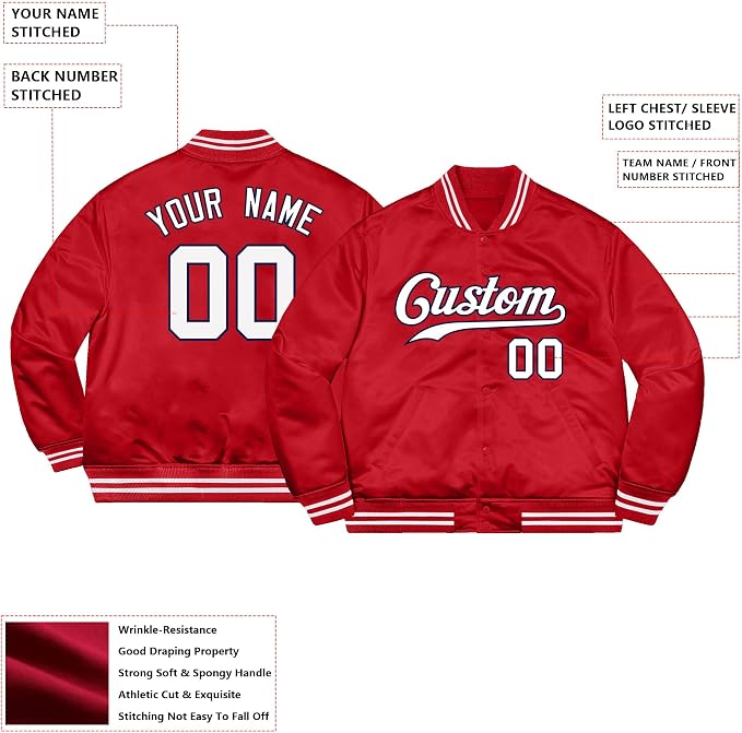 Custom Men Women Youth Varsity Baseball Jacket Casual Sweatshirt Letterman Bomber Coats Personalized Letter and Number